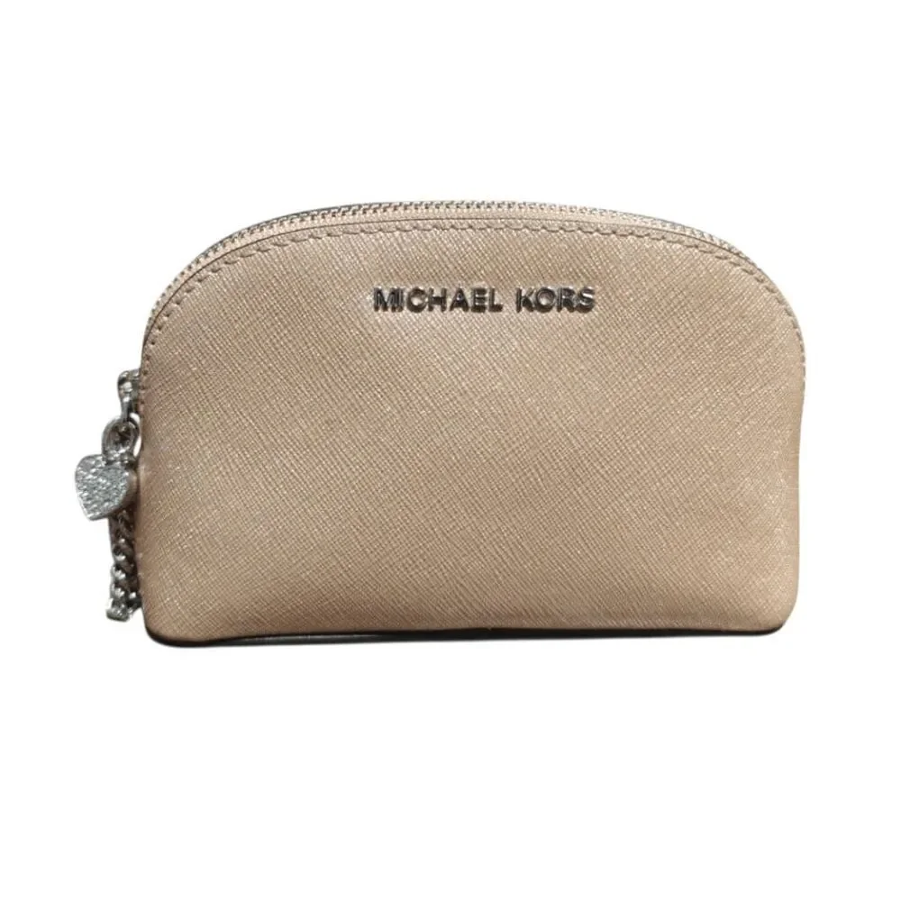 NWOT MICHAEL KORS Rose Gold Saffiano Leather Cosmetic Bag